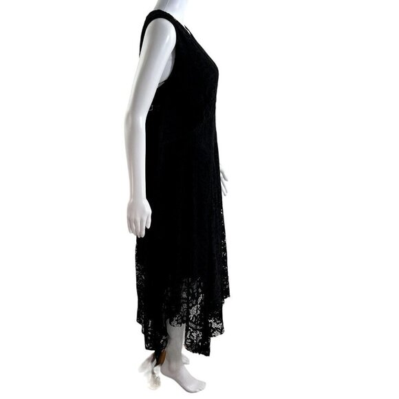 Taylor Black Lace Handkerchief Hem Sleeveless Dress 16 Fairy Grunge Witchy Goth - Picture 10 of 16